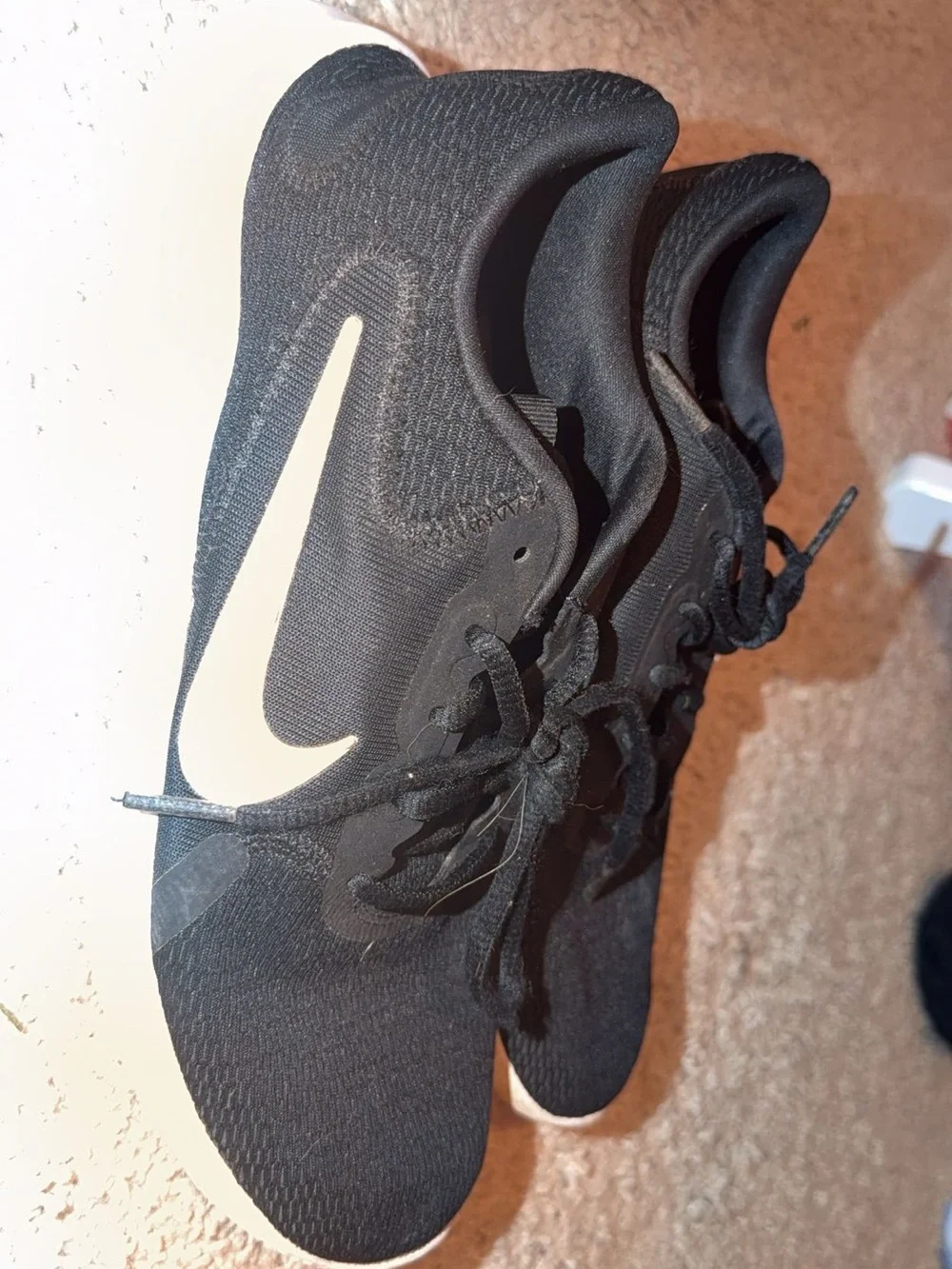 Black kids Athletic Sneakers with White Swoosh